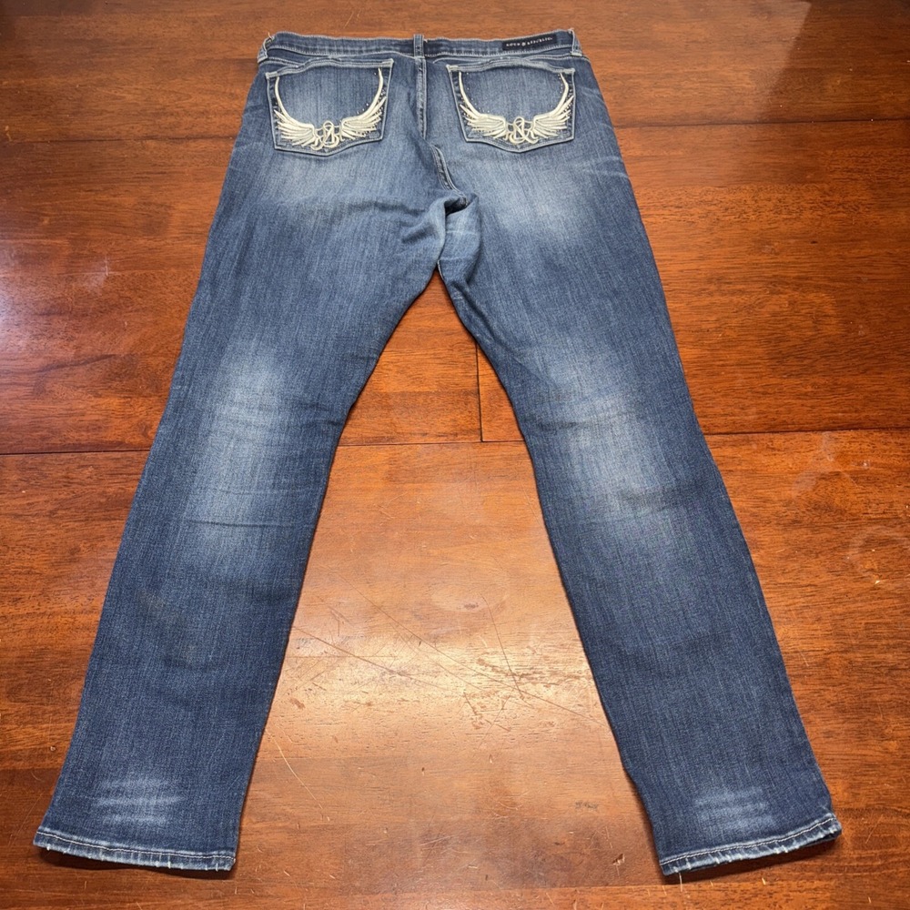 Womens Rock & Republic Berlin Skinny Distressed Angel Wing Pockets Stretch Sz 14